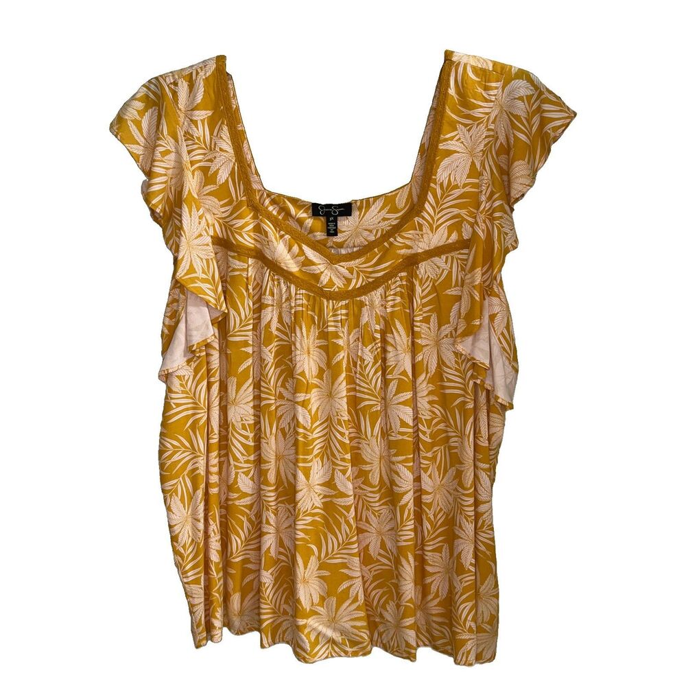Jessica Simpson ‘Lauryn’ short-sleeve top Yellow Cream Plus 3XL Boho